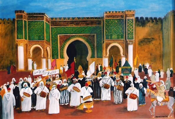 Painting titled "bab mansour" by Hamid Lagrini, Original Artwork