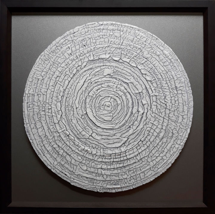 Sculpture titled "Disk 1" by Sergey Klykov, Original Artwork, Ceramics Mounted on Aluminium