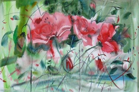 Painting titled "poppies" by Rimart, Original Artwork, Oil