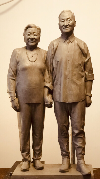 Sculptuur getiteld "山高水长" door Shuai Wang, Origineel Kunstwerk, Gips