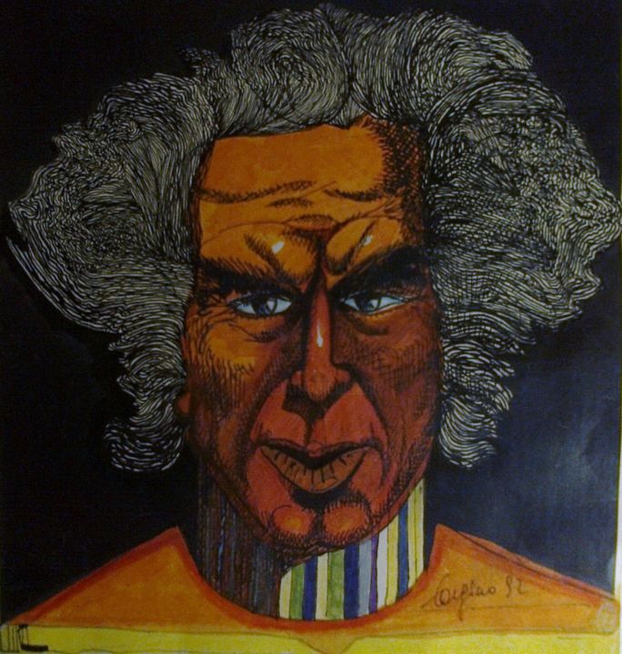 Disegno intitolato "Giorgio Strehler" da Fernando Forgiero, Opera d'arte originale, Matite colorate