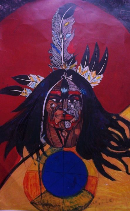 Dibujo titulada "Indiano" por Fernando Forgiero, Obra de arte original, Tinta