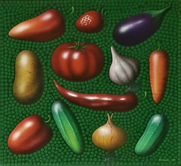 Картина под названием "Огород." - Виктор Ересько (Viktor Yeresko), Подлинное произведение искусства, Аэрограф