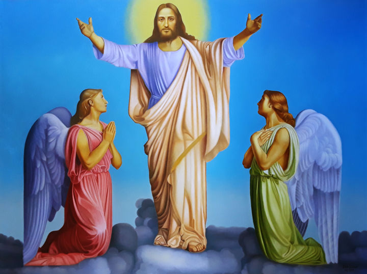 Painting titled "blessed-oil-on-canv…" by Erick Carrazco, Original Art, Oil