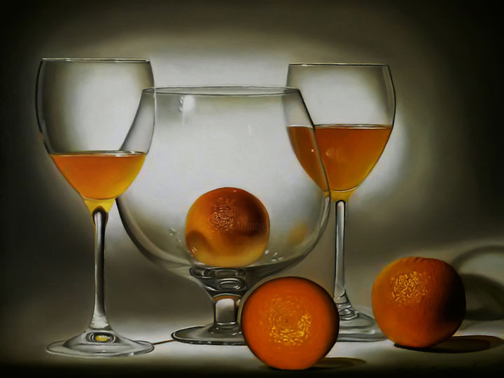 Painting titled "glass-of-orange-jui…" by Erick Carrazco, Original Artwork