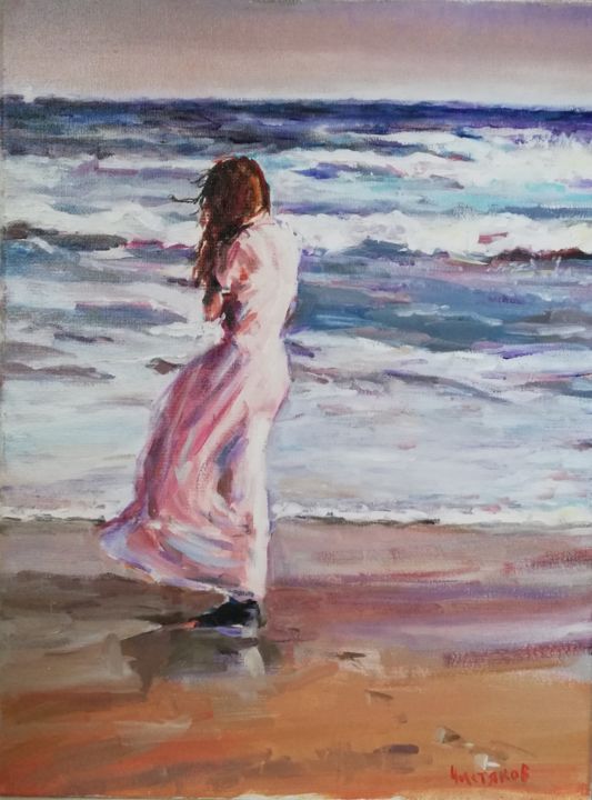 Painting titled "White sail.jpg" by Vera Fedchenko, Original Artwork, Oil