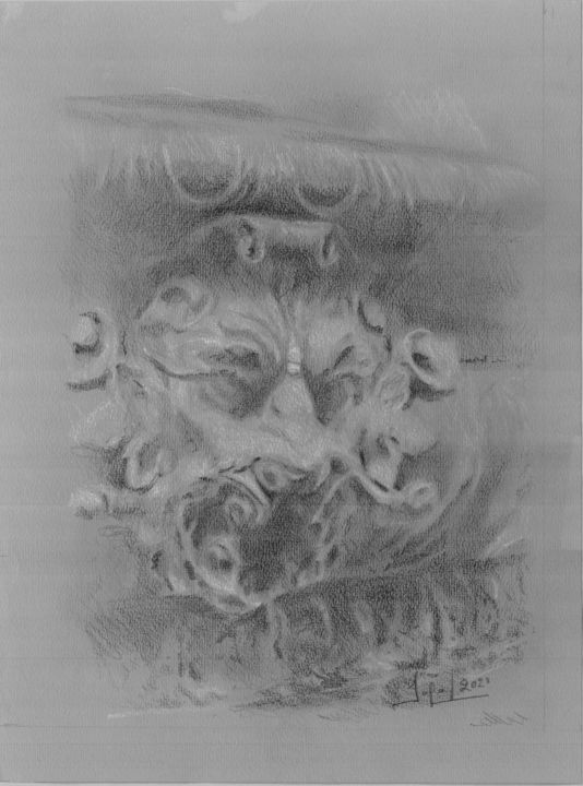 Dessin intitulée "Détail fontaine cou…" par Pol Soupe, Œuvre d'art originale, Crayon