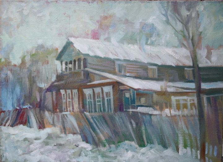 Painting titled "Дом №3" by Aleksei Avakumov, Original Artwork, Oil
