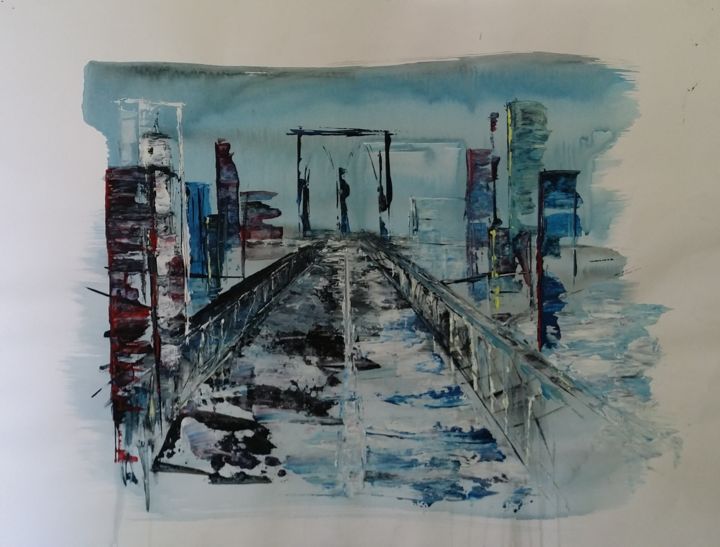 Pintura intitulada "Brooklyn bridge" por Annabelle B., Obras de arte originais, Acrílico