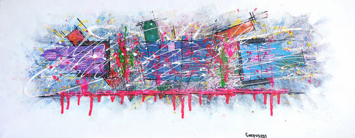 Картина под названием "Untitled 2" - A.Chepusoff, Подлинное произведение искусства, Акрил Установлен на Деревянная рама для…
