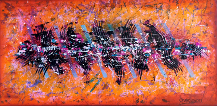 Картина под названием "Untitle 7" - A.Chepusoff, Подлинное произведение искусства, Акрил Установлен на Деревянная рама для н…