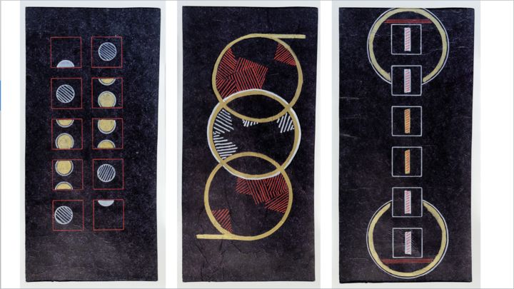 Collages intitulée "1re  série Trois co…" par Kerthiau, Œuvre d'art originale, Collages