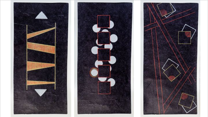 Collagen mit dem Titel "Kerthiau-Trois coll…" von Kerthiau, Original-Kunstwerk, Collagen