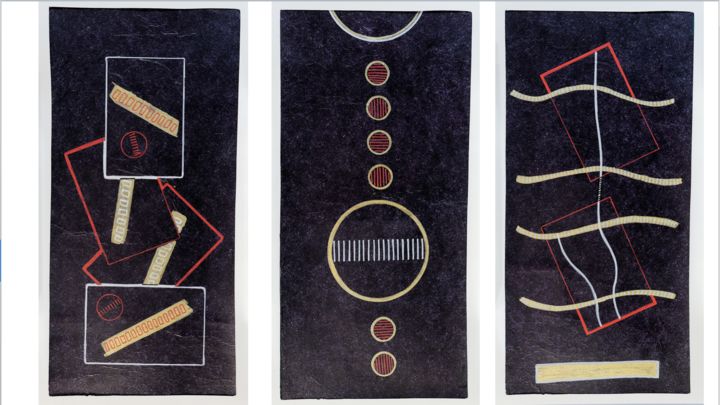 Collages titulada "3 collages noir-4" por Kerthiau, Obra de arte original, Collages