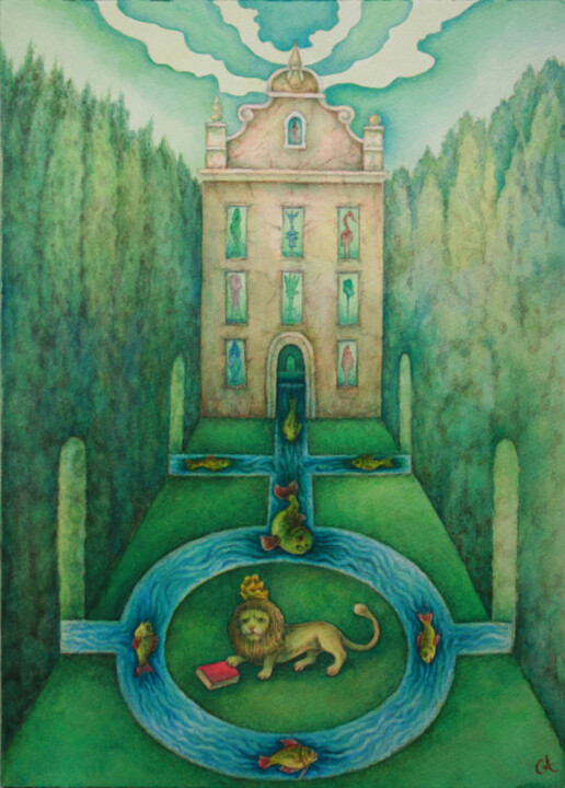 Peinture intitulée "Das Ende der Fische…" par A.Gont, Œuvre d'art originale, Aquarelle
