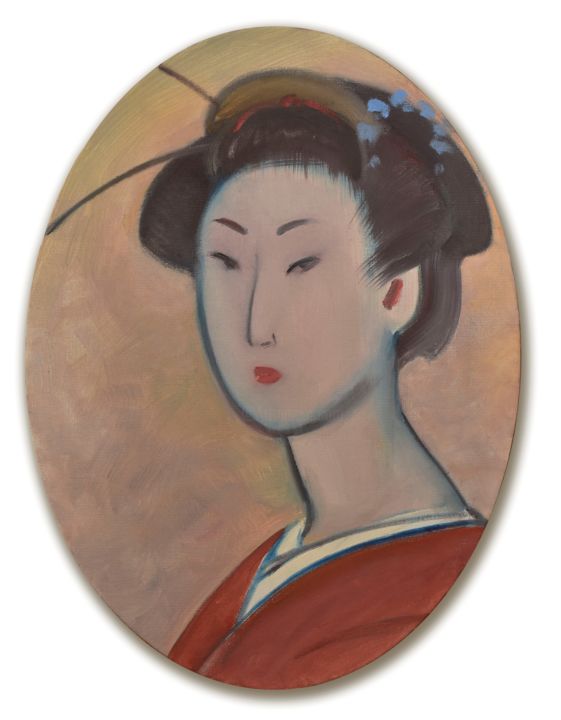 「Geisha portrait」というタイトルの絵画 Aliia Giliazovaによって, オリジナルのアートワーク, オイル