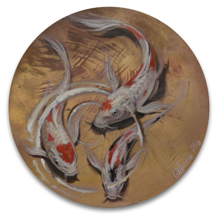 Painting titled "Koi fish" by Aliia Giliazova, Original Artwork, Oil