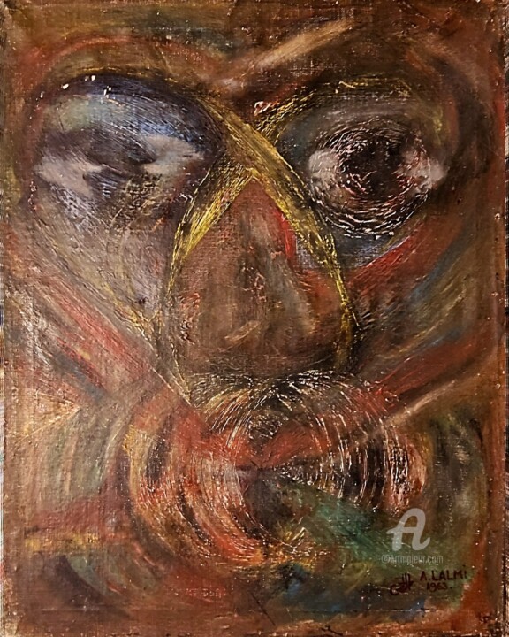 Painting titled "Tourmente" by A. Lalmi, Original Artwork, Oil Mounted on Wood Stretcher frame
