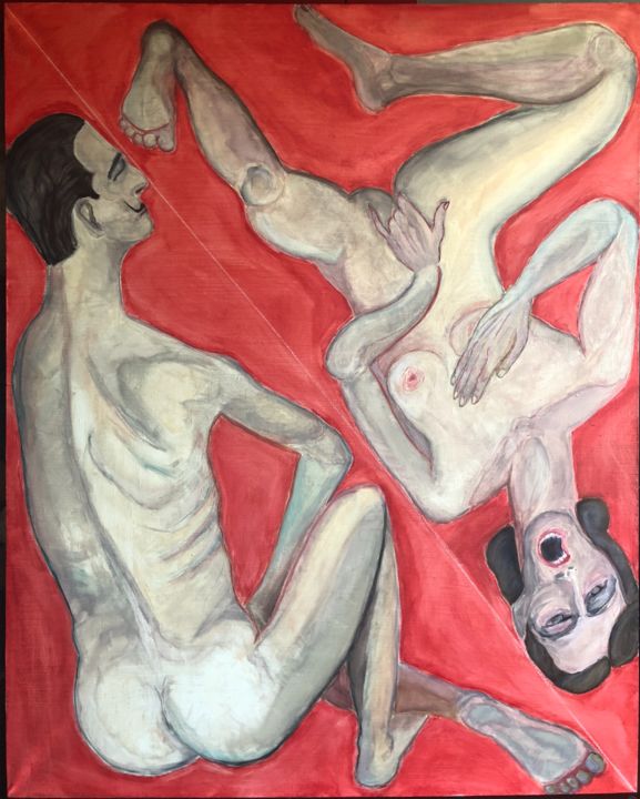 Painting titled "Fidelity and distan…" by Artem Listikov, Original Artwork, Oil Mounted on Wood Stretcher frame