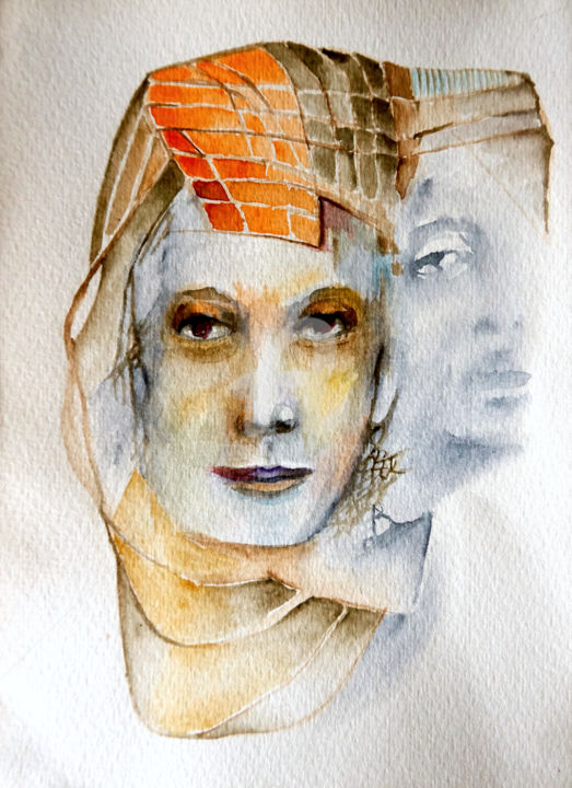 Painting titled "579 Spójrz" by Anna Lupa-Suchy, Original Artwork, Watercolor