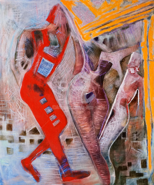 Malarstwo zatytułowany „Czerwień” autorstwa Anna Lupa-Suchy, Oryginalna praca, Olej