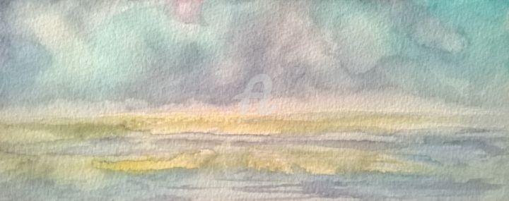 Ζωγραφική με τίτλο "aquarelle-07-ostend…" από A.Mt.Vankerk Vankerk "Loulou", Αυθεντικά έργα τέχνης