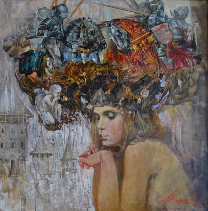 Pittura intitolato "Троянская война" da Andrey Romasyukov, Opera d'arte originale, Olio