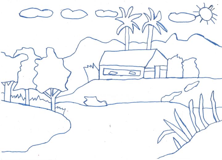 Maison Au Milieu De La Campagne Drawing By Audrey Segura Artmajeur