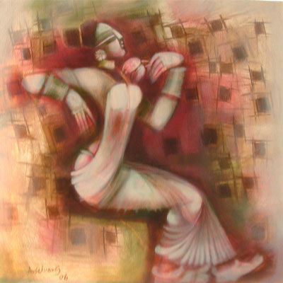 Peinture intitulée "A Lady with Flower" par A.Selvaraj, Œuvre d'art originale, Huile