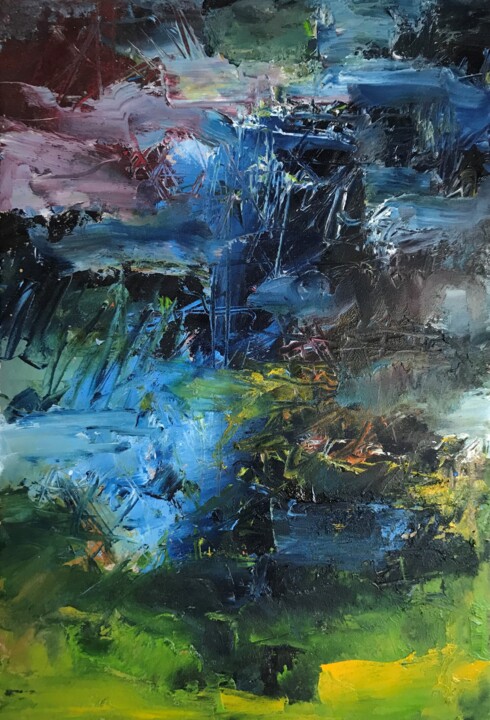 Peinture intitulée "Vulkanlandschaft" par Andreas Skiba, Œuvre d'art originale, Huile