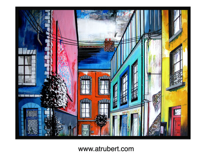 Painting titled "#4 Paysage urbain C…" by A.T.6 Alexandre Trubert, Original Artwork, Acrylic