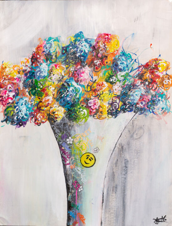 Painting titled "#3 Bouquet de coule…" by A.T.6 Alexandre Trubert, Original Artwork, Acrylic