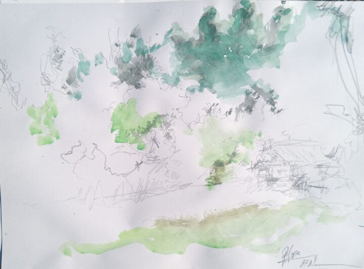 Painting titled "barBarIZmus。。。11" by 阿泰提拉 Baróthi, Original Art, Watercolor