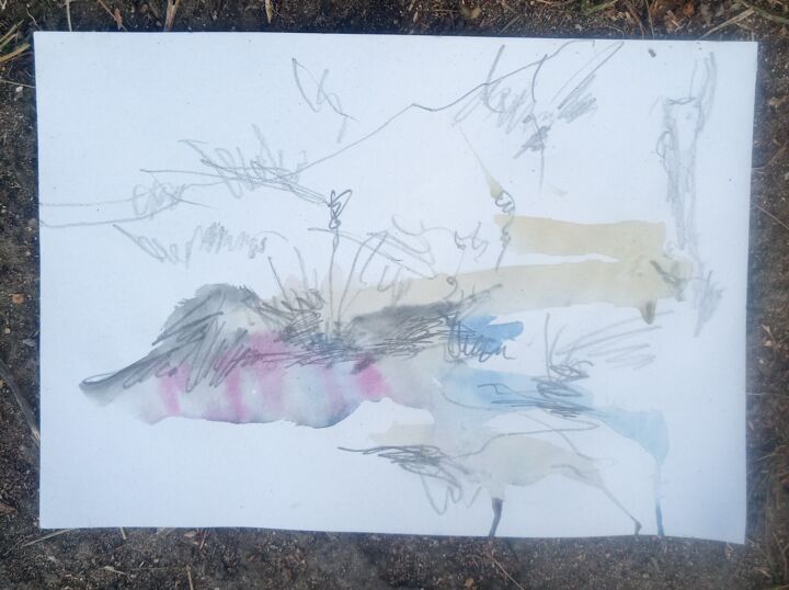 Painting titled "teS" by 阿泰提拉 Baróthi, Original Art, Watercolor