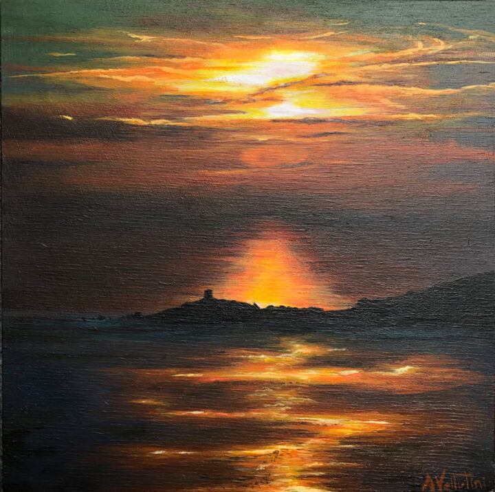 Peinture intitulée "Iles Sanguinaires" par Avellutini, Œuvre d'art originale, Acrylique