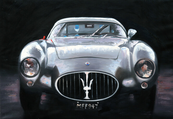 Schilderij getiteld "Maserati A6GCS Berl…" door A. Wadja, Origineel Kunstwerk, Olie