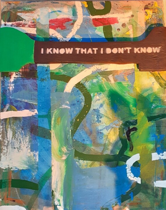 Painting titled "I know that I don't…" by A Wibaa, Original Artwork, Acrylic Mounted on Wood Stretcher frame