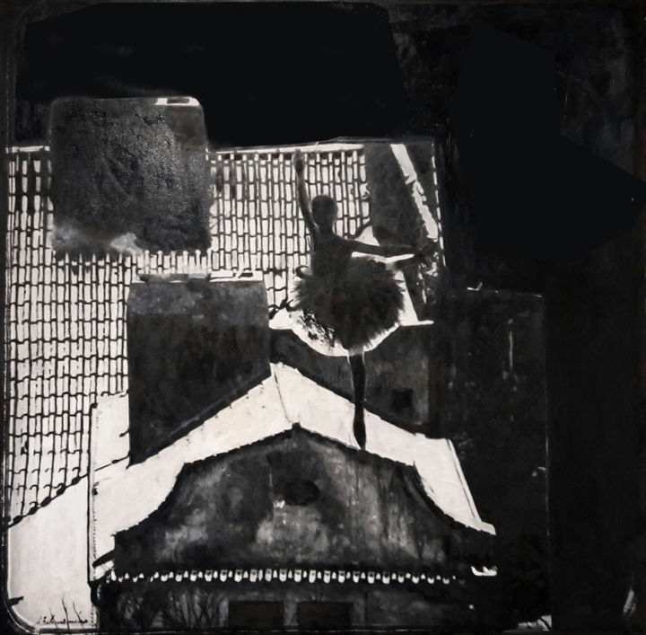 Painting titled "Dancer" by Анна Завиленская, Original Art, Stencil Mounted on Stretcher frame
