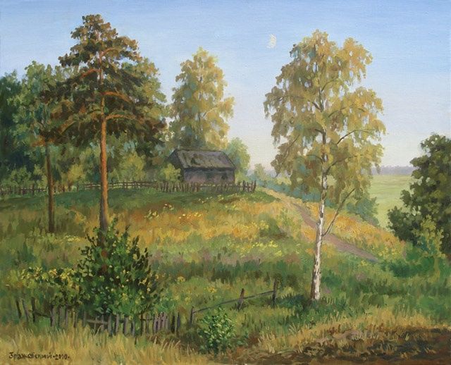 Ζωγραφική με τίτλο "Young month in the…" από Arkady Zrazhevsky, Αυθεντικά έργα τέχνης, Λάδι