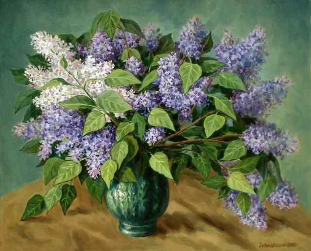 Painting titled "Lilac, that under m…" by Arkady Zrazhevsky, Original Artwork, Oil