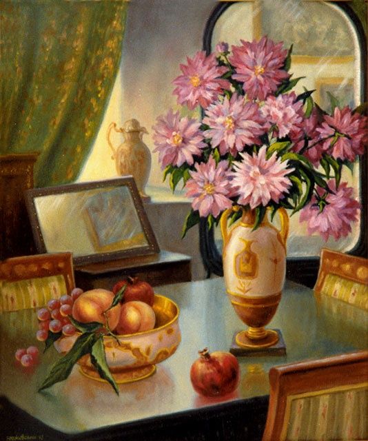 Painting titled "Still-life in an in…" by Arkady Zrazhevsky, Original Artwork, Oil