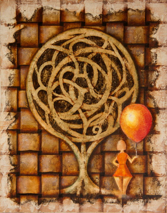 Painting titled "Tree-Maze" by Andrei Tsymbal, Original Artwork, Oil