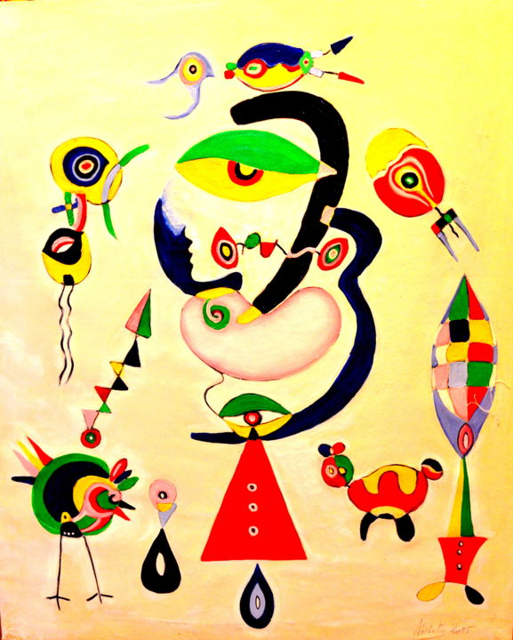 Peinture intitulée "12-chuchotment-huil…" par Aachati, Œuvre d'art originale, Huile