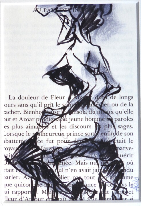 Рисунок под названием "Le jardin des cares…" - Alain Godefroid, Подлинное произведение искусства, Чернила