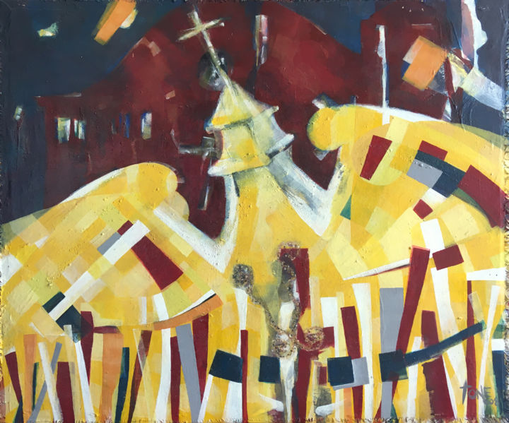 Pintura intitulada "Páscoa em Serpa" por António Amaralgomes, Obras de arte originais, Acrílico