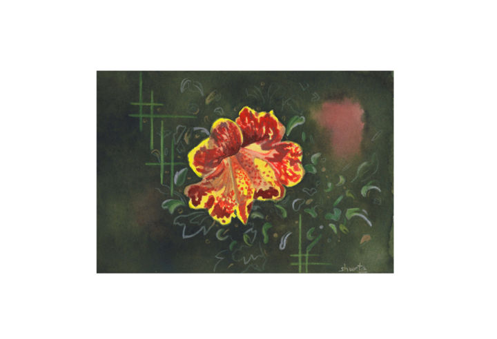 Painting titled "Nasturtium Flower M…" by Shweta Mahajan, Original Artwork, Watercolor