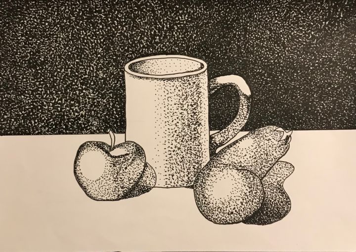 Drawing titled "black and white" by Aleksandra Savicka, Original Artwork, Marker