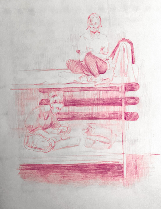 Ζωγραφική με τίτλο "Зарисовки заключенн…" από Elizaveta Povysheva (Aaltiorem), Αυθεντικά έργα τέχνης, Μολύβι