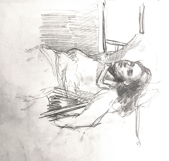 Картина под названием "Зарисовки заключенн…" - Elizaveta Povysheva (Aaltiorem), Подлинное произведение искусства, Карандаш