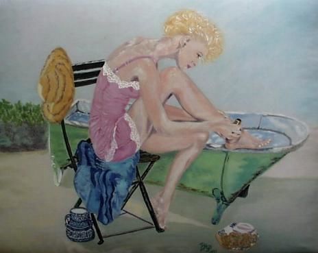 Painting titled "femme à sa toilette" by Aantz, Original Artwork